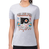 Philadelphia Flyers G-III 4Her by Carl Banks Women's Super-Slim Fit Lightweight Flower Logo T-Shirt - Heather Gray | US 201906241