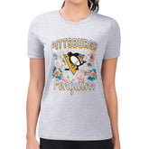 Pittsburgh Penguins G-III 4Her by Carl Banks Women's Super-Slim Fit Lightweight Flower Logo T-Shirt - Heather Gray | US 201906243