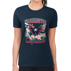 Washington Capitals G-III 4Her by Carl Banks Women's Super-Slim Fit Lightweight Flower Logo T-Shirt - Navy | US 201906248