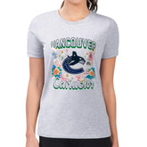 Vancouver Canucks G-III 4Her by Carl Banks Women's Super-Slim Fit Lightweight Flower Logo T-Shirt - Heather Gray | US 201906253