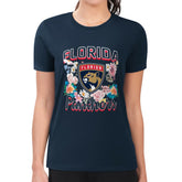 Florida Panthers G-III 4Her by Carl Banks Women's Super-Slim Fit Lightweight Flower Logo T-Shirt - Navy | US 201906254