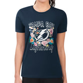 Tampa Bay Lightning G-III 4Her by Carl Banks Women's Super-Slim Fit Lightweight Flower Logo T-Shirt - Navy | US 201906261