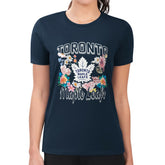 Toronto Maple Leafs G-III 4Her by Carl Banks Women's Super-Slim Fit Lightweight Flower Logo T-Shirt - Navy | US 201906263