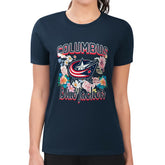 Columbus Blue Jackets G-III 4Her by Carl Banks Women's Super-Slim Fit Lightweight Flower Logo T-Shirt - Navy | US 201906265
