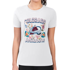Colorado Avalanche G-III 4Her by Carl Banks Women's Super-Slim Fit Lightweight Flower Logo T-Shirt - White | US 201906285