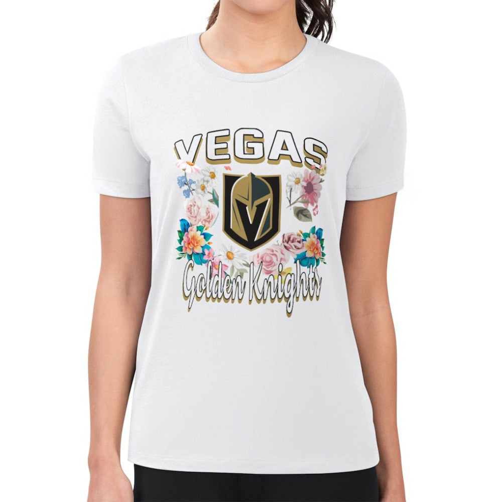 Vegas Golden Knights G-III 4Her by Carl Banks Women's Super-Slim Fit Lightweight Flower Logo T-Shirt - White | US 201906306
