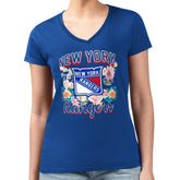 New York Rangers G-III 4Her by Carl Banks Women's Super-Slim Fit Lightweight Flower Logo V-Neck T-Shirt - Blue | US 201906340