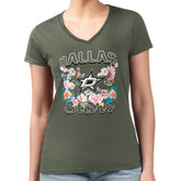 Dallas Stars G-III 4Her by Carl Banks Women's Super-Slim Fit Lightweight Flower Logo V-Neck T-Shirt - Green | US 201906341