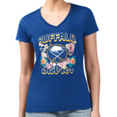 Buffalo Sabres G-III 4Her by Carl Banks Women's Super-Slim Fit Lightweight Flower Logo V-Neck T-Shirt - Royal | US 201906378