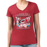 Carolina Hurricanes G-III 4Her by Carl Banks Women's Super-Slim Fit Lightweight Flower Logo V-Neck T-Shirt - Red | US 201906381