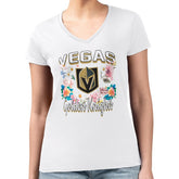 Vegas Golden Knights G-III 4Her by Carl Banks Women's Super-Slim Fit Lightweight Flower Logo V-Neck T-Shirt - White | US 201906393