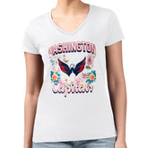 Washington Capitals G-III 4Her by Carl Banks Women's Super-Slim Fit Lightweight Flower Logo V-Neck T-Shirt - White | US 201906395