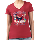 Washington Capitals G-III 4Her by Carl Banks Women's Super-Slim Fit Lightweight Flower Logo V-Neck T-Shirt - Red | US 201906396