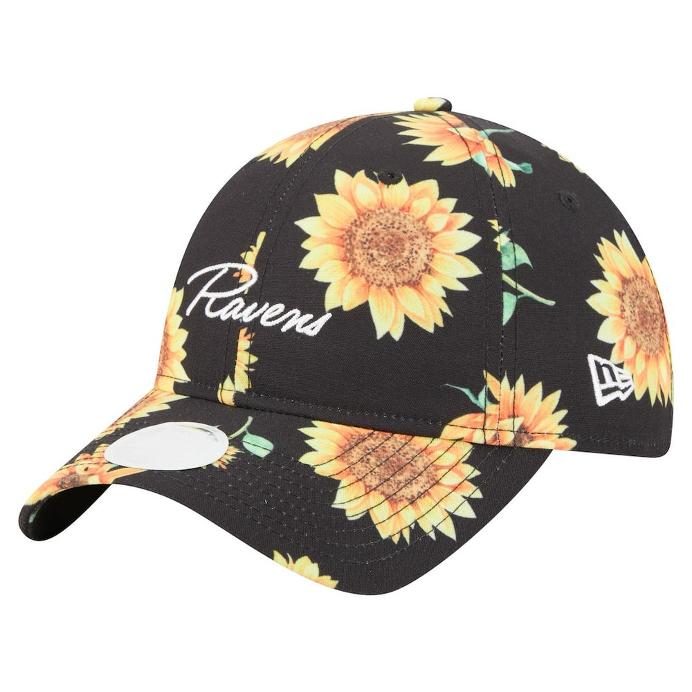 Baltimore Ravens New Era Women's Adventure Sunflower 9TWENTY Adjustable Hat - Black Hats