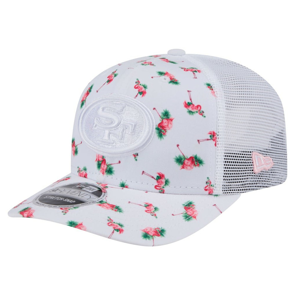 San Francisco 49ers New Era Adventure Flamingo Pattern 9SEVENTY Stretch-Snap Hat - White Hats