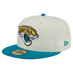 Jacksonville Jaguars New Era Main 59FIFTY Fitted Hat - Cream/Teal Hats
