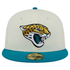 Jacksonville Jaguars New Era Main 59FIFTY Fitted Hat - Cream/Teal Hats
