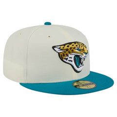 Jacksonville Jaguars New Era Main 59FIFTY Fitted Hat - Cream/Teal Hats