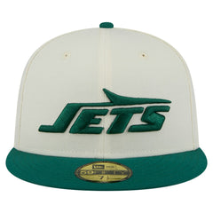 New York Jets New Era Main 59FIFTY Fitted Hat - Cream/Green Hats