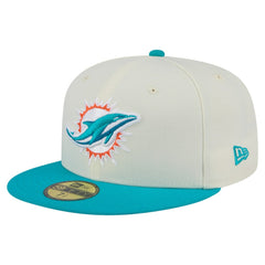 Miami Dolphins New Era Main 59FIFTY Fitted Hat - Cream/Aqua Hats
