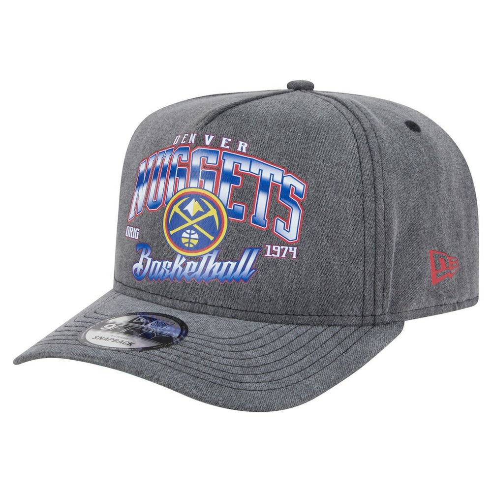 Denver Nuggets Throwback Washed Pre-Curved 9FIFTY Snapback Hat Charcoal - New Era