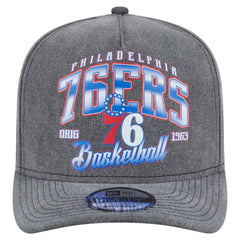 Philadelphia 76ers Throwback Washed Pre-Curved 9FIFTY Snapback Hat Charcoal - New Era