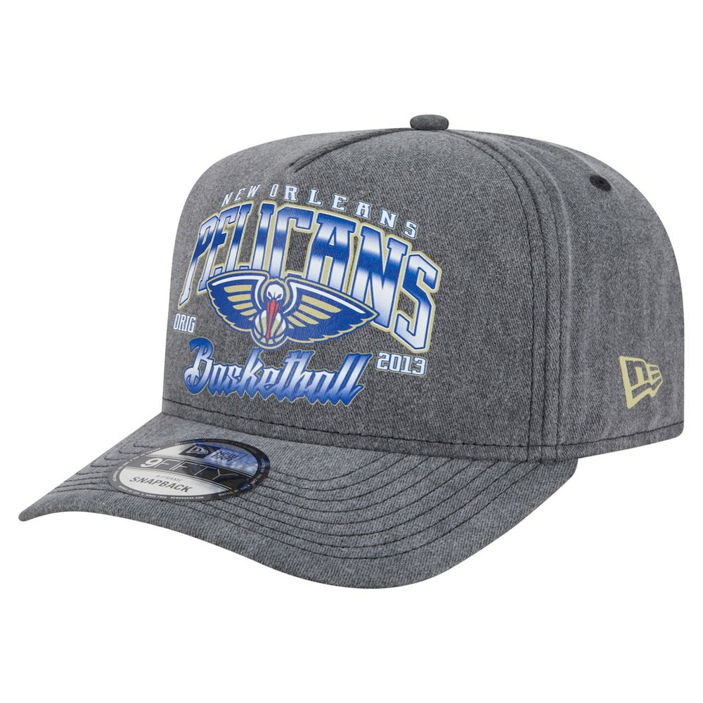 New Orleans Pelicans Throwback Washed Pre-Curved 9FIFTY Snapback Hat Charcoal - New Era