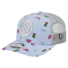 Brooklyn Nets Adventure Aloha Pattern 9SEVENTY Stretch-Snap Hat Light Blue/Gray - New Era