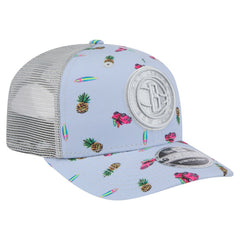 Brooklyn Nets Adventure Aloha Pattern 9SEVENTY Stretch-Snap Hat Light Blue/Gray - New Era