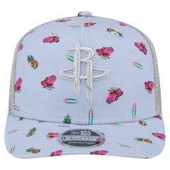 Houston Rockets Adventure Aloha Pattern 9SEVENTY Stretch-Snap Hat Light Blue/Gray - New Era