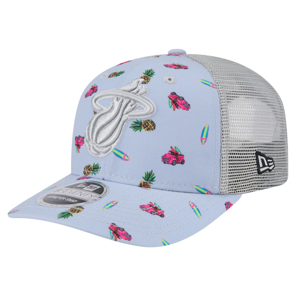 Miami Heat Adventure Aloha Pattern 9SEVENTY Stretch-Snap Hat Light Blue/Gray - New Era outlet
