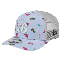 Philadelphia 76ers Adventure Aloha Pattern 9SEVENTY Stretch-Snap Hat Light Blue/Gray - New Era