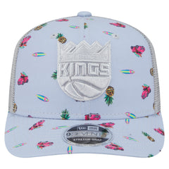 Sacramento Kings Adventure Aloha Pattern 9SEVENTY Stretch-Snap Hat Light Blue/Gray - New Era