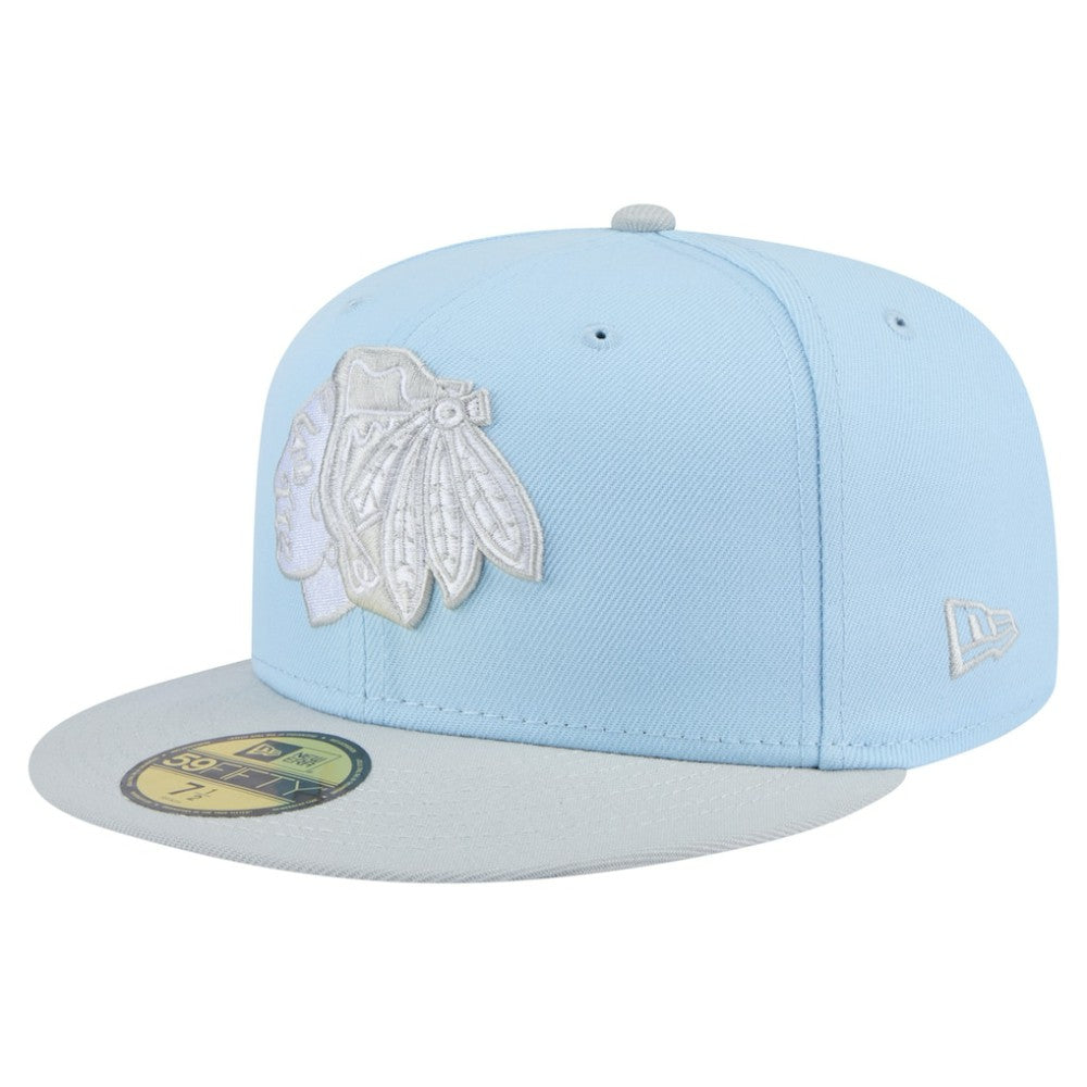 Chicago Blackhawks New Era Color Pack Two-Tone 59FIFTY Fitted Hat - Light Blue/Gray | US 201912231