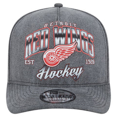 Detroit Red Wings New Era Throwback Washed A-Frame Pre-Curved 9FIFTY Snapback Hat - Charcoal | US 201912296