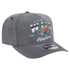 Minnesota Wild New Era Throwback Washed A-Frame Pre-Curved 9FIFTY Snapback Hat - Charcoal | US 201912300