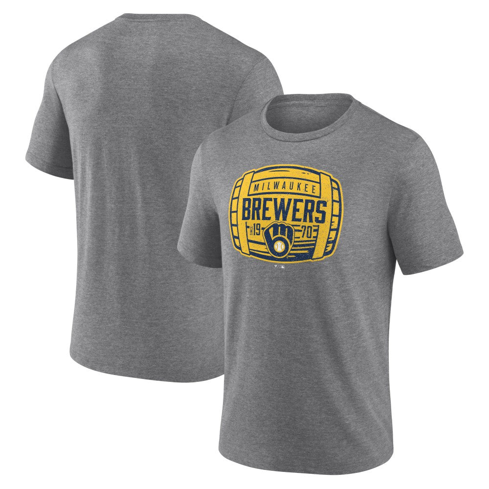 Milwaukee Brewers Barrel Tri-Blend T-Shirt - Heather Gray T-shirts