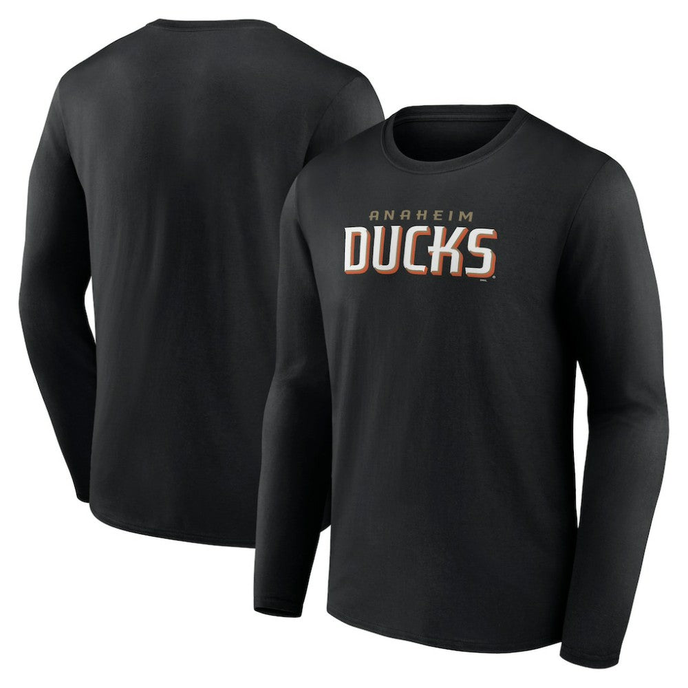 Anaheim Ducks Fanatics Wordmark Logo Long Sleeve T-Shirt - Black | US 201915610