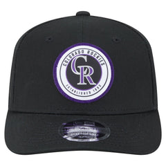 Colorado Rockies New Era Circle Patch 9SEVENTY Stretch-Snap Hat - Black Hats
