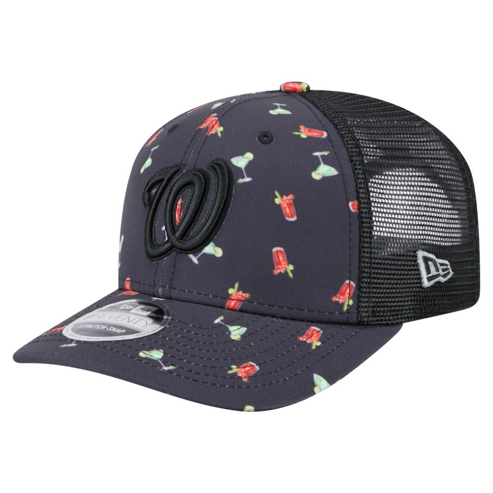 Washington Nationals New Era Adventure Drinks Pattern 9SEVENTY Stretch-Snap Hat - Black Hats