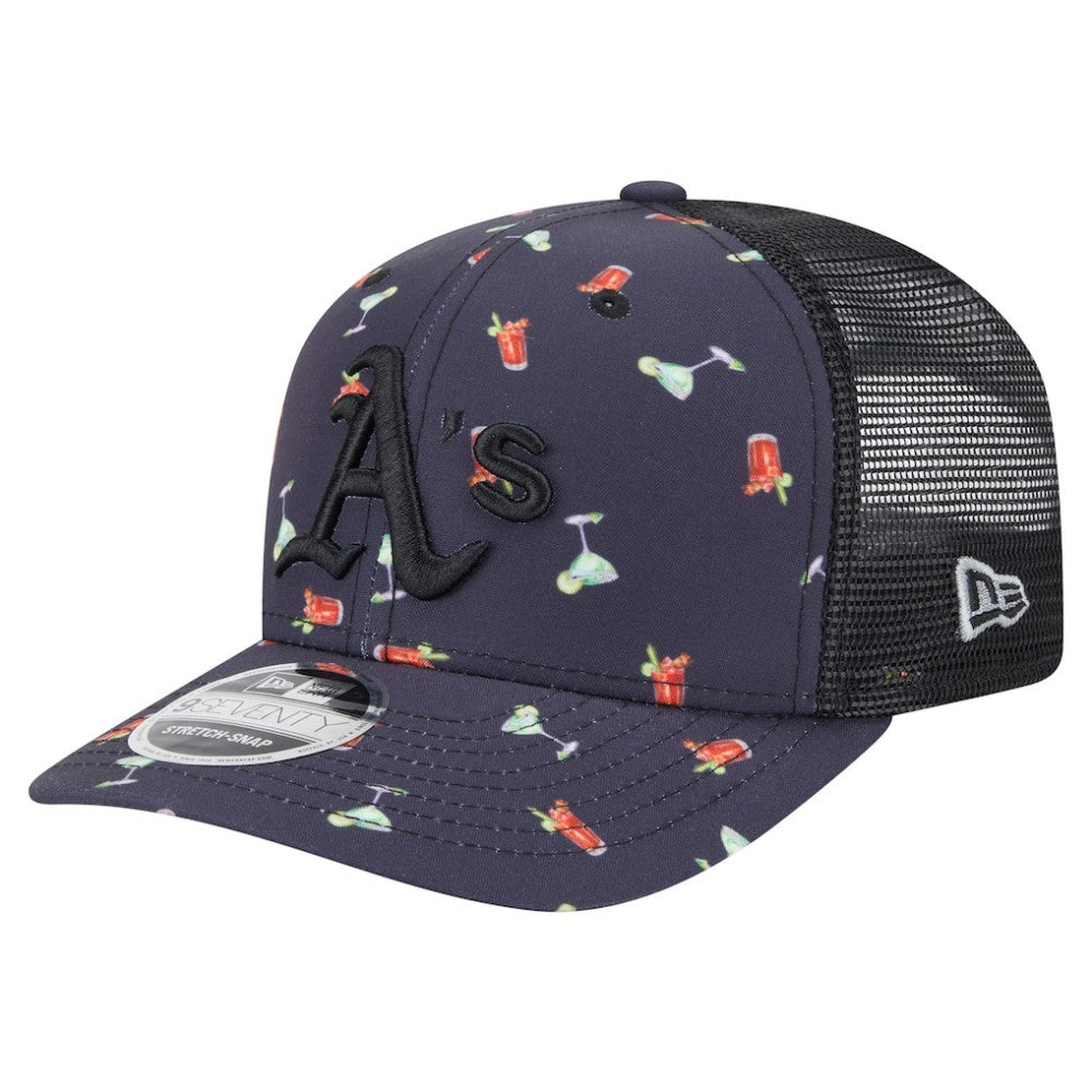 Athletics New Era Adventure Drinks Pattern 9SEVENTY Stretch-Snap Hat - Black Hats