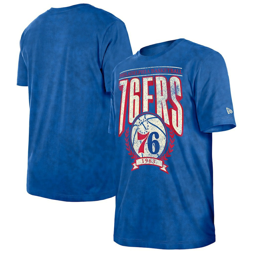 Philadelphia 76ers Throwback Vintage Boxy Mineral Wash T-Shirt Royal - New Era
