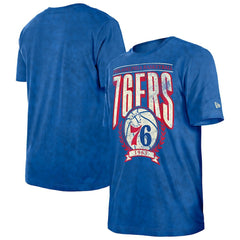 Philadelphia 76ers Throwback Vintage Boxy Mineral Wash T-Shirt Royal - New Era