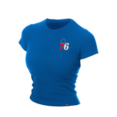 Philadelphia 76ers Women's Leisure Collection Baby Doll Cropped T-Shirt Blue - New Era