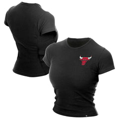 Chicago Bulls Women's Leisure Collection Baby Doll Cropped T-Shirt Black - New Era