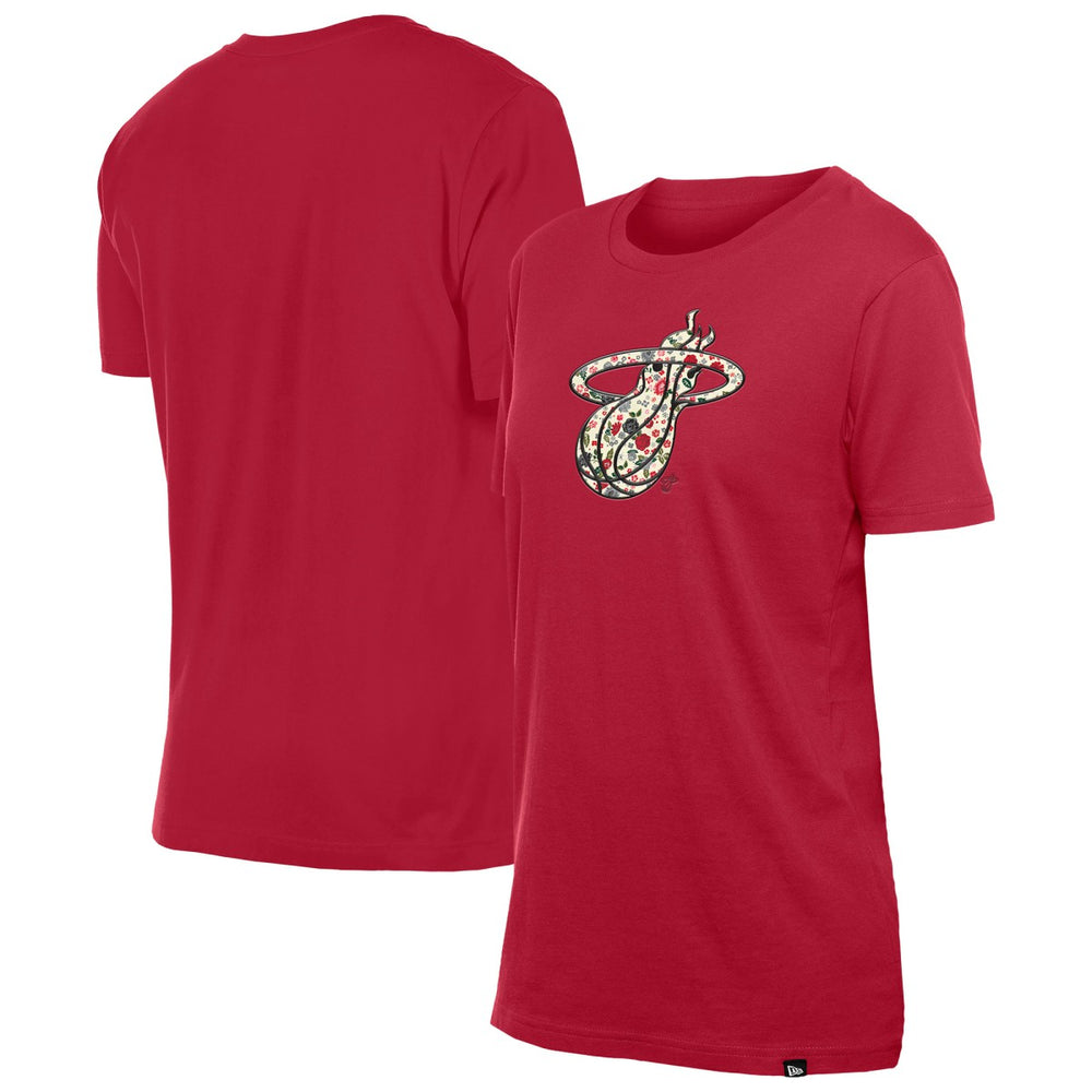 Miami Heat Women's Glam Game Flower T-Shirt Red - New Era