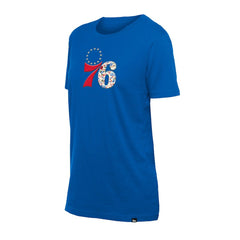 Philadelphia 76ers Women's Glam Game Flower T-Shirt Royal - New Era