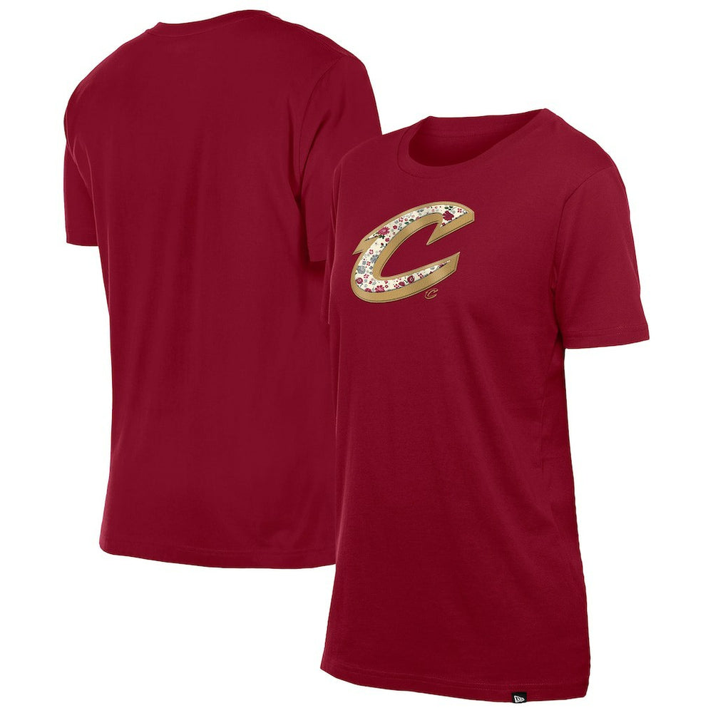 Cleveland Cavaliers Women's Glam Game Flower T-Shirt Wine - New Era