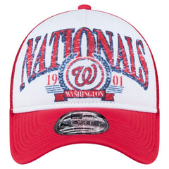 Washington Nationals New Era Distressed 9FORTY A-Frame Adjustable Trucker Hat - Red Hats