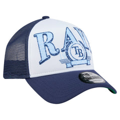 Tampa Bay Rays New Era Distressed 9FORTY A-Frame Adjustable Trucker Hat - Navy Hats